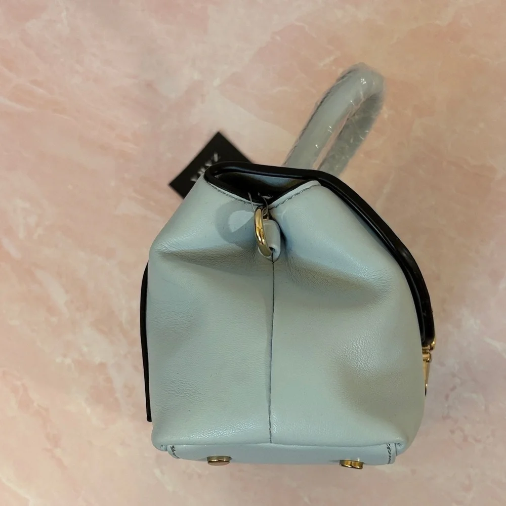 Zara Pastel Blue Satchel with Floral Accent